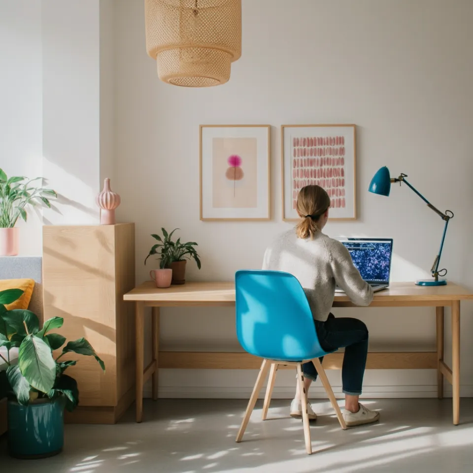 Mujer escribiendo inspirada en un cuaderno